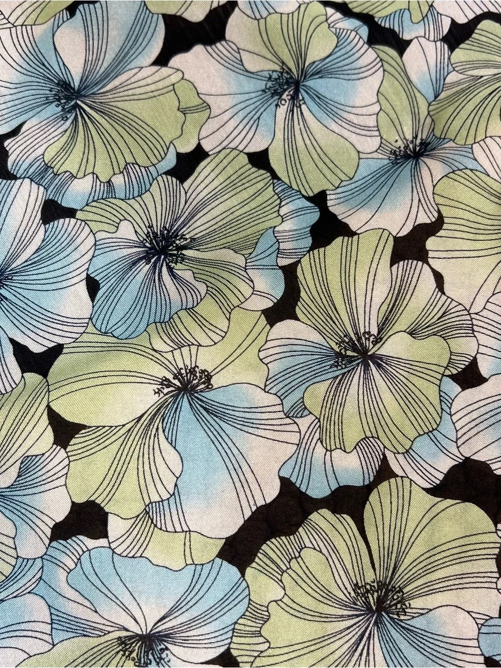 Blue green pastel floral flowers print bandana hair scarf cottage core spring